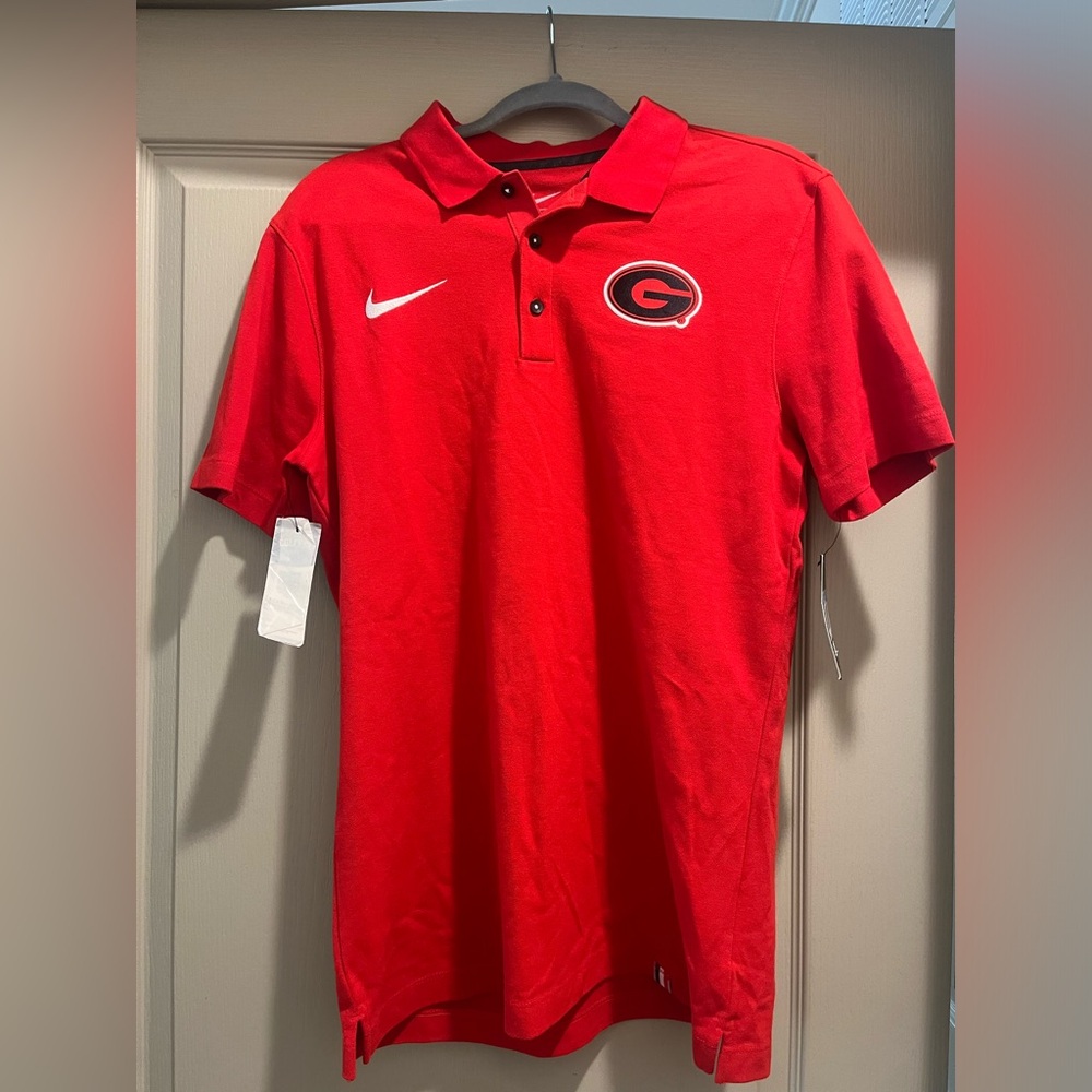 Nike Womens M Red Polo Georgia Bulldogs Dri Fit NCAA New With Tags MSRP $70